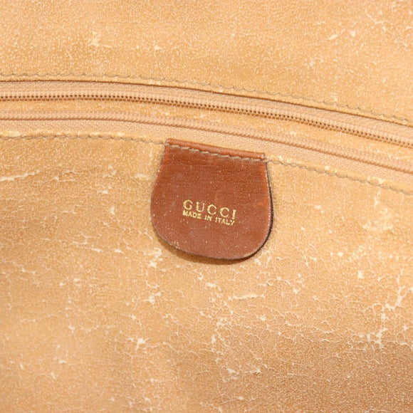 GUCCI Hand Bag Leather 2way Brown Gold Auth ep12910