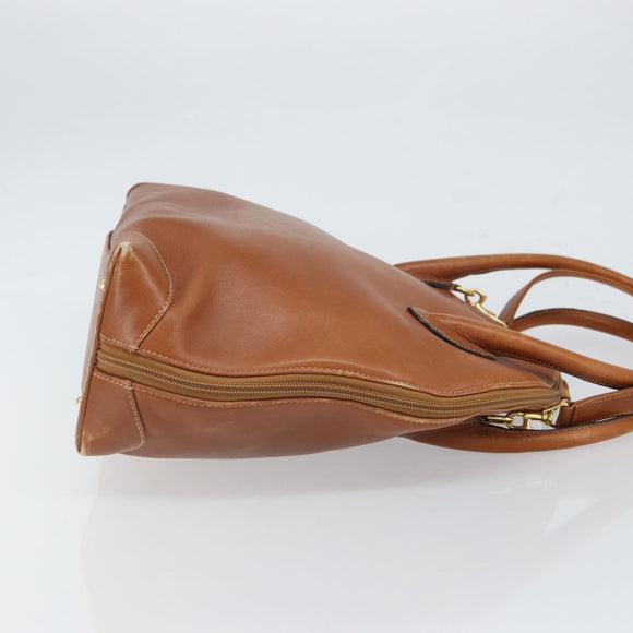 GUCCI Hand Bag Leather 2way Brown Gold Auth ep12910