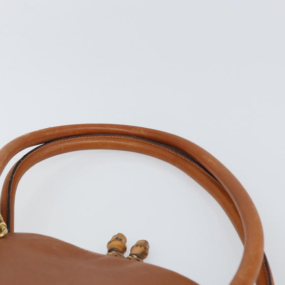 GUCCI Hand Bag Leather 2way Brown Gold Auth ep12910