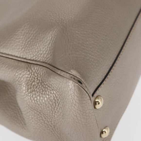 GUCCI Bamboo Hand Bag Leather Silver Gold 336032 Auth ep12914