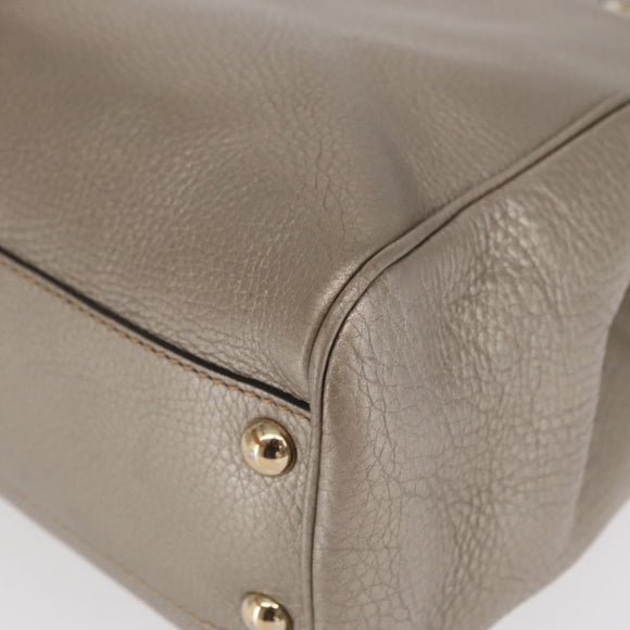 GUCCI Bamboo Hand Bag Leather Silver Gold 336032 Auth ep12914