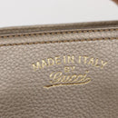 GUCCI Bamboo Hand Bag Leather Silver Gold 336032 Auth ep12914-14