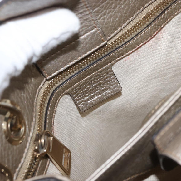 GUCCI Bamboo Hand Bag Leather Silver Gold 336032 Auth ep12914