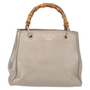 GUCCI Bamboo Hand Bag Leather Silver Gold 336032 Auth ep12914-2