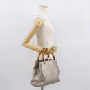 GUCCI Bamboo Hand Bag Leather Silver Gold 336032 Auth ep12914-26