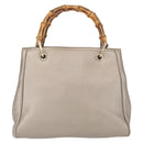 GUCCI Bamboo Hand Bag Leather Silver Gold 336032 Auth ep12914-3