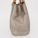 GUCCI Bamboo Hand Bag Leather Silver Gold 336032 Auth ep12914-4