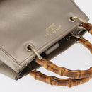GUCCI Bamboo Hand Bag Leather Silver Gold 336032 Auth ep12914-6