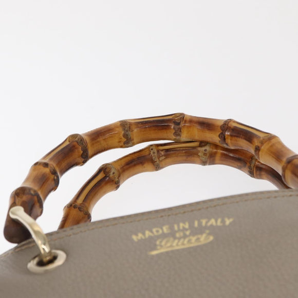 GUCCI Bamboo Hand Bag Leather Silver Gold 336032 Auth ep12914