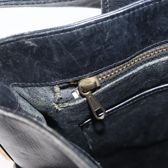 GUCCI Shoulder Bag Leather Black Gold Auth ep12917