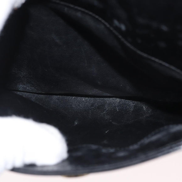 GUCCI Shoulder Bag Leather Black Gold Auth ep12917