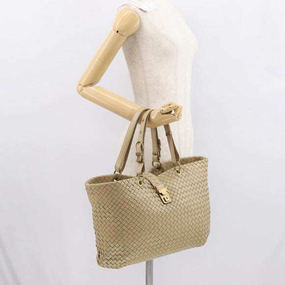 BOTTEGA VENETA INTRECCIATO Tote Bag Leather Beige Auth ep12922