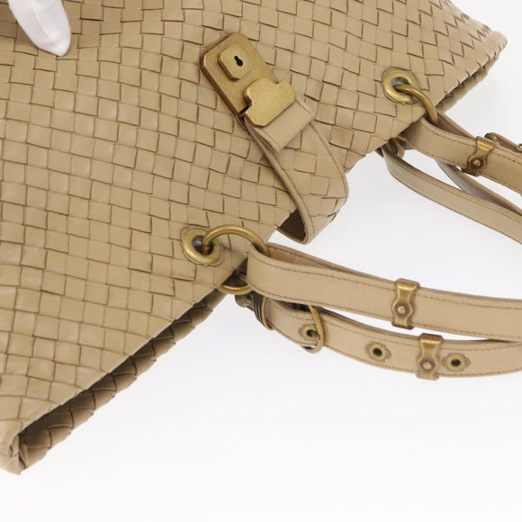 BOTTEGA VENETA INTRECCIATO Tote Bag Leather Beige Auth ep12922