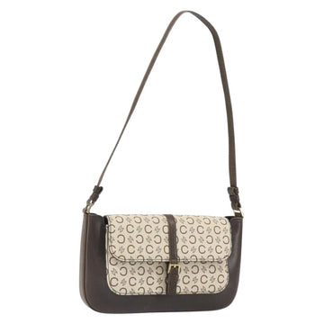 CELINE C Macadam Canvas Shoulder Bag Beige Gold Auth ep12930