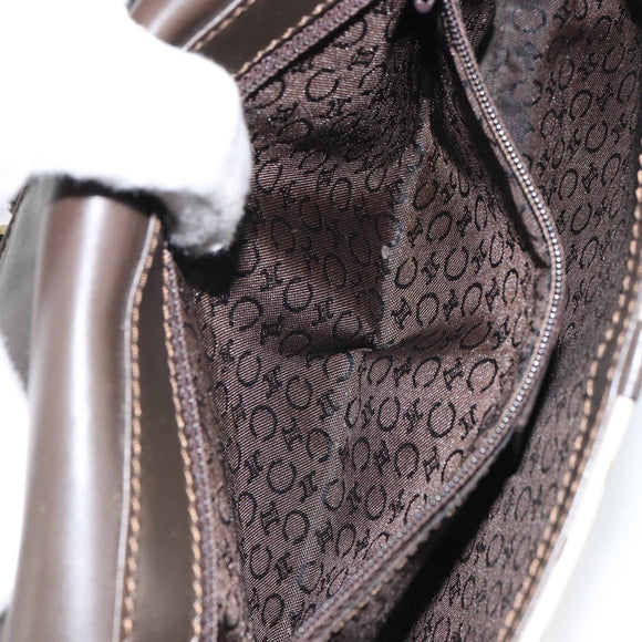 CELINE C Macadam Canvas Shoulder Bag Beige Gold Auth ep12930