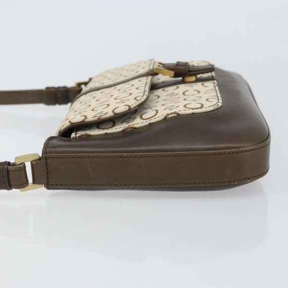 CELINE C Macadam Canvas Shoulder Bag Beige Gold Auth ep12930