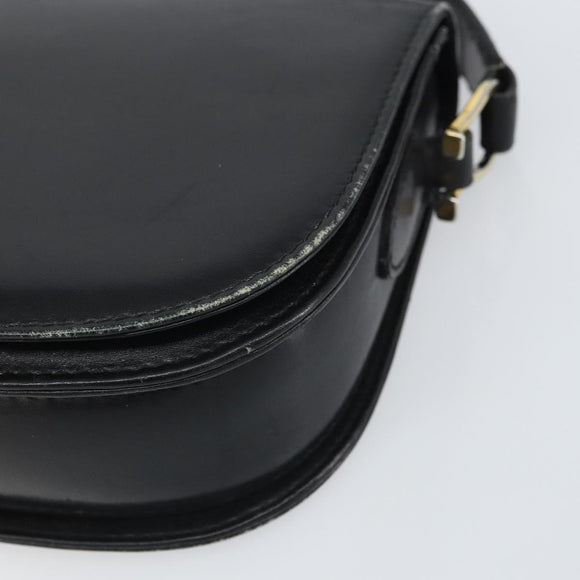 GUCCI Shoulder Bag Leather Black Gold Auth ep12931