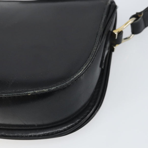 GUCCI Shoulder Bag Leather Black Gold Auth ep12931