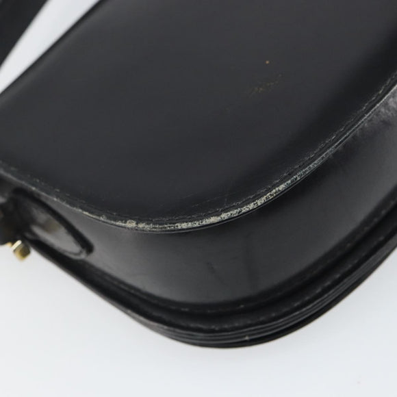 GUCCI Shoulder Bag Leather Black Gold Auth ep12931