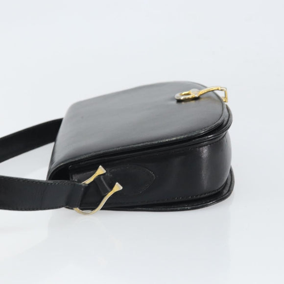 GUCCI Shoulder Bag Leather Black Gold Auth ep12931
