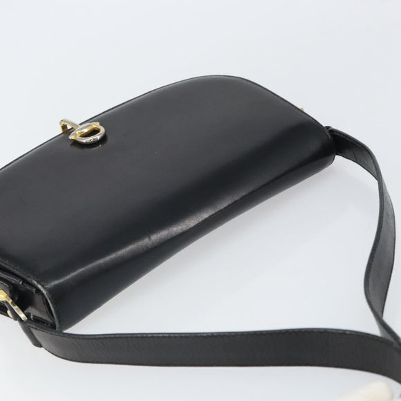 GUCCI Shoulder Bag Leather Black Gold Auth ep12931