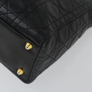 Christian Dior Lady Dior Canage Hand Bag Leather Black Gold Auth ep12935-10