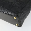 Christian Dior Lady Dior Canage Hand Bag Leather Black Gold Auth ep12935-12