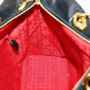 Christian Dior Lady Dior Canage Hand Bag Leather Black Gold Auth ep12935-19