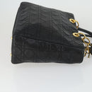 Christian Dior Lady Dior Canage Hand Bag Leather Black Gold Auth ep12935-4