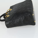 Christian Dior Lady Dior Canage Hand Bag Leather Black Gold Auth ep12935-5