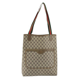 GUCCI GG Supreme Web Sherry Line Tote Bag PVC Beige 002 23 4487 Auth ep12936 - 0