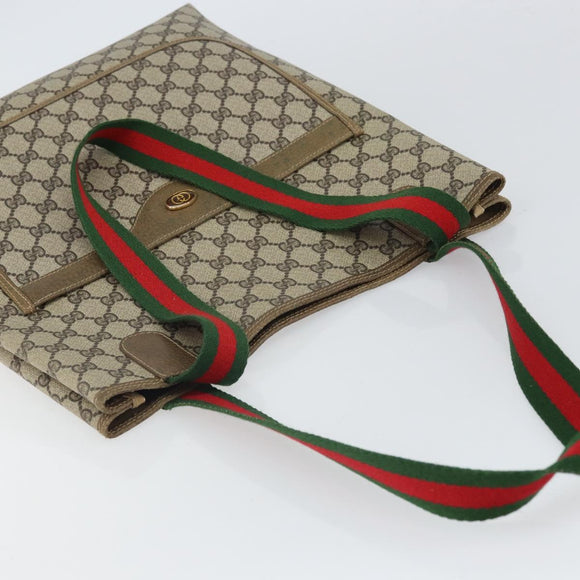 GUCCI GG Supreme Web Sherry Line Tote Bag PVC Beige 002 23 4487 Auth ep12936