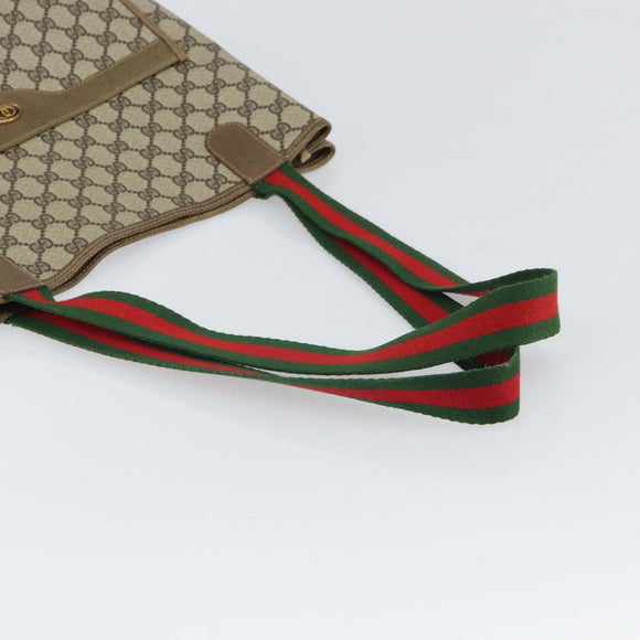 GUCCI GG Supreme Web Sherry Line Tote Bag PVC Beige 002 23 4487 Auth ep12936
