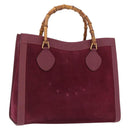 GUCCI Bamboo Hand Bag Suede Purple Gold 002 123 0260 Auth ep12937-1