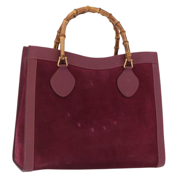 GUCCI Bamboo Hand Bag Suede Purple Gold 002 123 0260 Auth ep12937