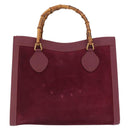 GUCCI Bamboo Hand Bag Suede Purple Gold 002 123 0260 Auth ep12937-2