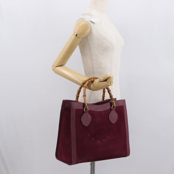 GUCCI Bamboo Hand Bag Suede Purple Gold 002 123 0260 Auth ep12937