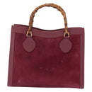 GUCCI Bamboo Hand Bag Suede Purple Gold 002 123 0260 Auth ep12937-3