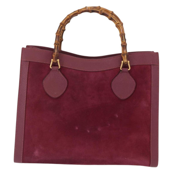 GUCCI Bamboo Hand Bag Suede Purple Gold 002 123 0260 Auth ep12937