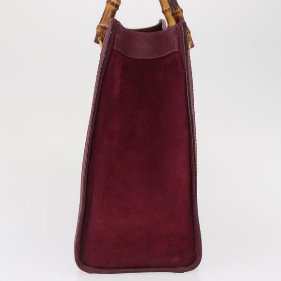 GUCCI Bamboo Hand Bag Suede Purple Gold 002 123 0260 Auth ep12937
