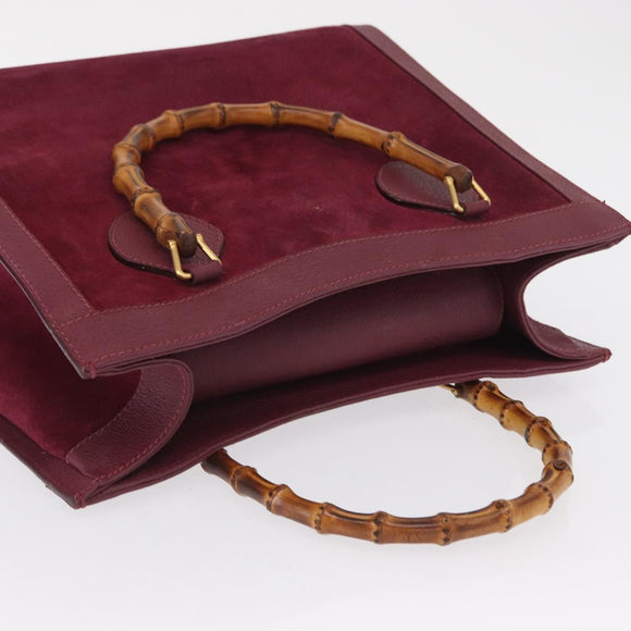 GUCCI Bamboo Hand Bag Suede Purple Gold 002 123 0260 Auth ep12937