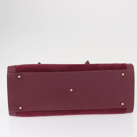 GUCCI Bamboo Hand Bag Suede Purple Gold 002 123 0260 Auth ep12937