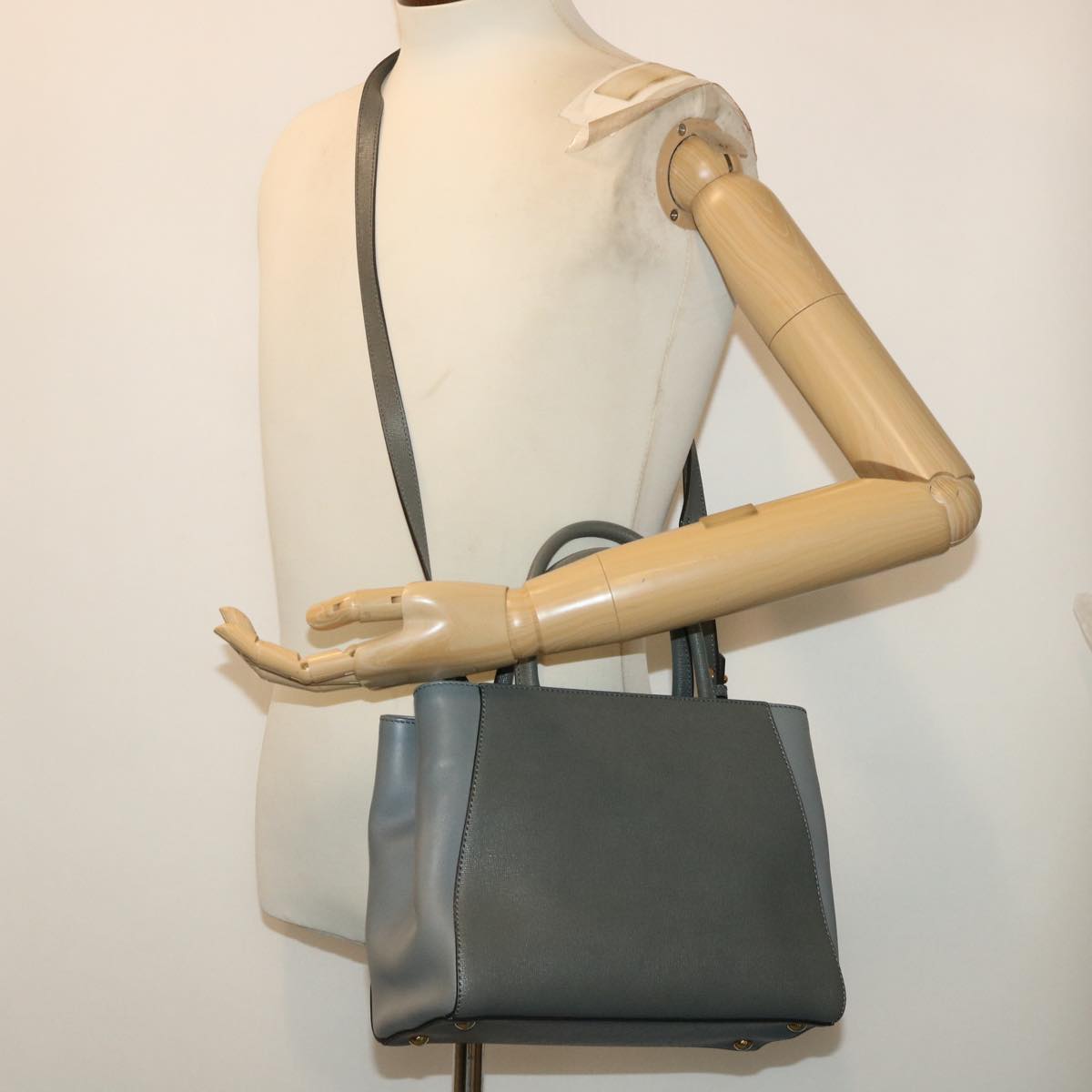 FENDI To Joule Hand Bag Leather 2way Gray Auth ep1294