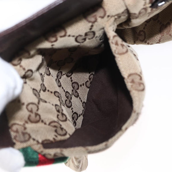 GUCCI GG Canvas Web Sherry Line Waist bag Beige Silver 28566 Auth ep12942