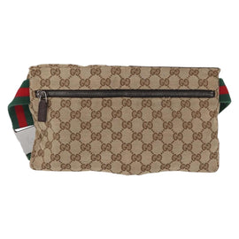 GUCCI GG Canvas Web Sherry Line Waist bag Beige Silver 28566 Auth ep12942 - 0