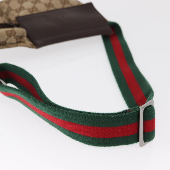 GUCCI GG Canvas Web Sherry Line Waist bag Beige Silver 28566 Auth ep12942