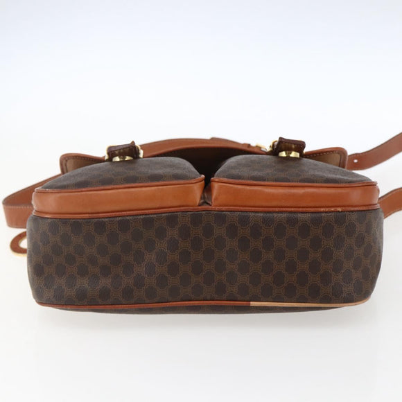 CELINE Macadam Canvas Hand Bag PVC Leather 2way Brown Gold Auth ep12949V