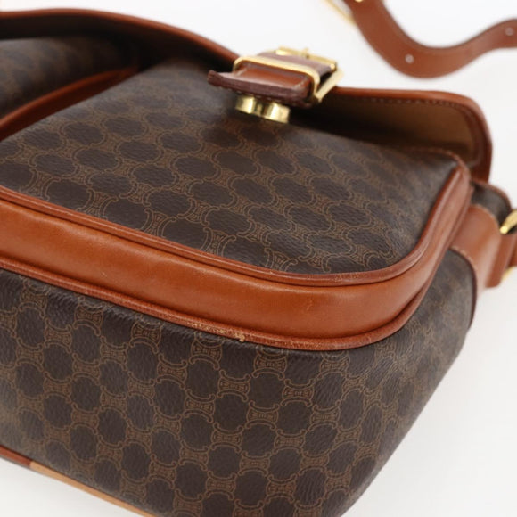 CELINE Macadam Canvas Hand Bag PVC Leather 2way Brown Gold Auth ep12949V