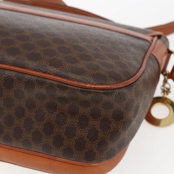 CELINE Macadam Canvas Hand Bag PVC Leather 2way Brown Gold Auth ep12949V