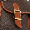 CELINE Macadam Canvas Hand Bag PVC Leather 2way Brown Gold Auth ep12949V-19